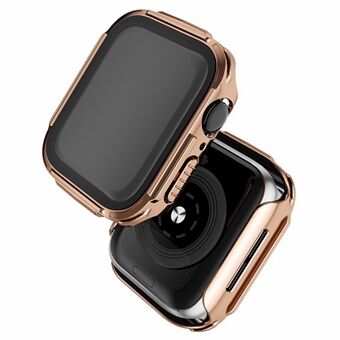 Voor Apple Watch Series 7 45mm Stijlvolle gegalvaniseerde pc Smart Watch Case Beschermhoes met gehard glas Screen Protector: