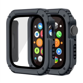 Voor Apple Watch SE 44mm/Serie 6/5/4 44mm PC + TPU Anti-drop horlogekast met gehard glas Screen Protector