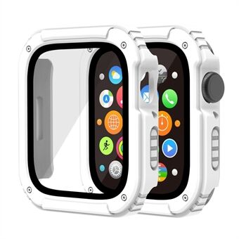 Voor Apple Watch Series 7 45mm PC + TPU Case met Gehard Glas Screen Protector Anti- Scratch Horloge Shell