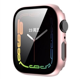 Voor Apple Watch Series 8 45mm Galvaniseren Horloge Case Harde PC Beschermhoes met Gehard Glas Screen Protector: