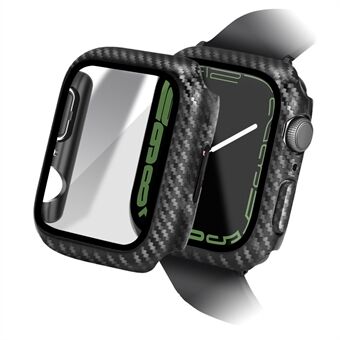 Voor Apple Watch Series 1 / 2 / 3 38mm Hard PC Watch Frame Carbon Fiber Cover met grote hardheid Gehard glas Screen Film - Zwart