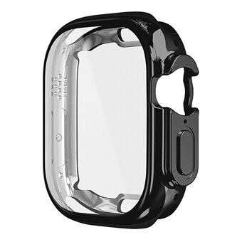 RURIHAI PC-horlogekast voor Apple Watch Ultra 49 mm, druk op de knop horlogehoes met schermfilm van hoog aluminiumoxideglas