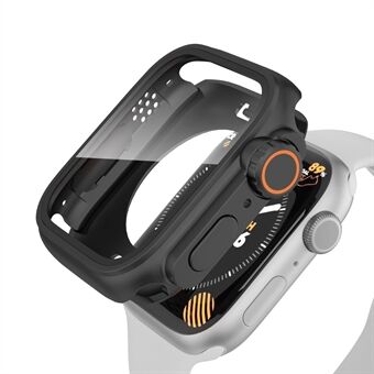 Waterdichte hoes voor Apple Watch Series 6 5 4 SE (2022) SE 44 mm, harde pc volledige beschermhoes met gehard glazen schermbeschermer