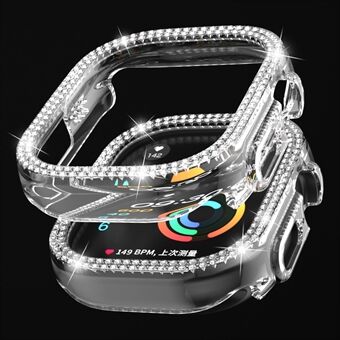 Voor Apple Watch Ultra 49 mm holle PC Watch Frame Cover Dual-Row Rhinestone Decor Smartwatch Case