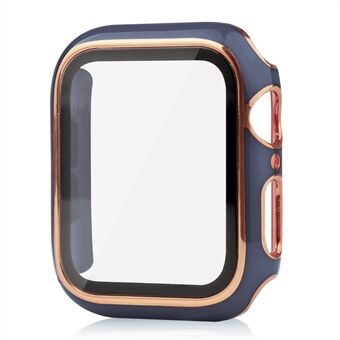 Voor Apple Watch Series 8 41mm Dual Color Galvaniseren Horloge Case Hard PC Scratch Overall Guard Cover met Gehard Glas Screen Protector