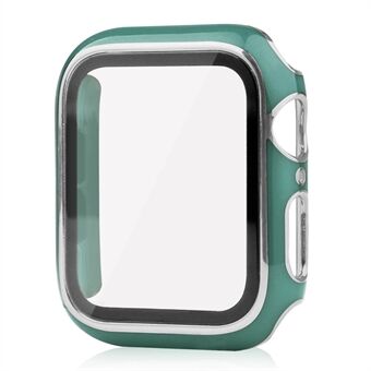 Voor Apple Watch SE (2022) 44mm All-Inclusive Horloge Cover Dual Color Galvaniseren PC Case met Gehard Glas Screen Protector