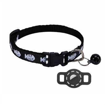 Visgraat patroon verstelbare halsband siliconen hoes voor AirTag GPS katten hondenhalsband met bel