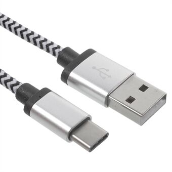 Tweekleurige geweven USB Type-C oplaadsynchronisatiekabel voor Xiaomi Mi 5 / nieuwe Macbook - zwart