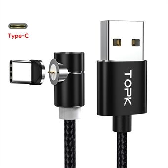 TOPK elleboogvormige nylon gevlochten magnetische Type-C USB-oplaadkabel