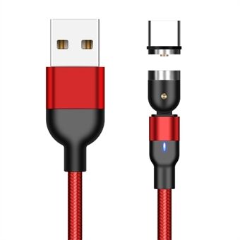 2 m 2A USB naar Type-C nylon gevlochten draaibare connector Magnetische adsorptiekabel met LED-indicator