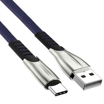 1 m nylon gevlochten Type-C kabel 5A snellaadkabel voor in de auto thuis