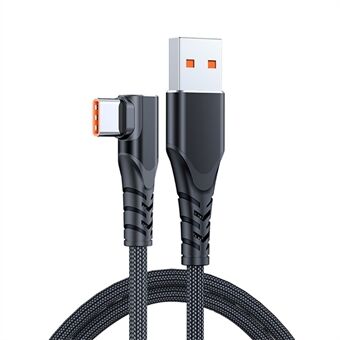 1 m USB naar Type-C haakse 6A 66 W snellaadkabel 480 Mbps gevlochten datatransmissiekabel