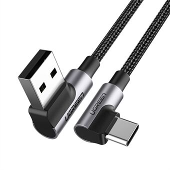 UGREEN 20856 1m 90 graden Type-C naar USB 3A snellaadkabel Rechthoekige gevlochten datakabel