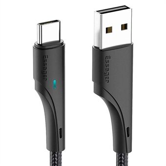 ESSAGER 3M Type C oplaadkabel Nylon gevlochten USB voor Type C 3A snel opladen 480 Mbps transmissiekabel - zwart