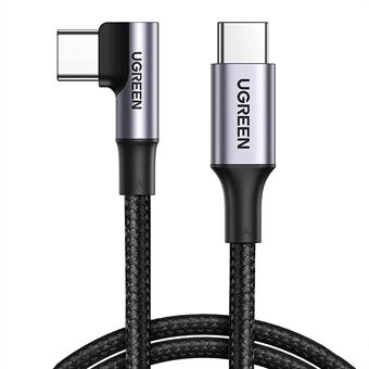 UGREEN 70645 USB C-kabel van 2 m 100W PD snellaadkabel Type-C Male naar Type-C Male 90 graden elleboog datakabel Compatibel met MacBook iPad Air 4 iPad Pro 2020 Galaxy S21 Ultra S20 FE