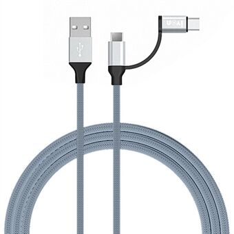 IVON CA52 1m 2.4A oplaadkabel USB naar Type-C + Micro USB datakabel