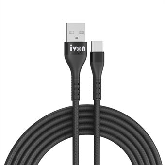 IVON CA92 1,5 m datakabel 2,4A USB naar Type-C flexibele rubberen kabel