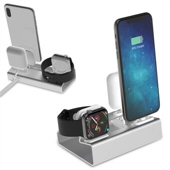 3-in-1 Aluminium Desktop Stand Charger Dock Oplaadstandaard voor Apple Watch + Airpods + Phone