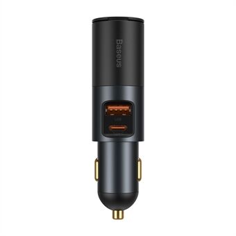 BASEUS Share Together USB+Type C Dual Port 120W Snellader Autolader met Sigarettenaansteker voor 12-24V Auto