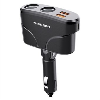 TR-35 PD Snellader voor Auto Type-C + Dubbele USB QC 3.0 Lader met Dubbele Sigarettenaanstekeraansluitingen