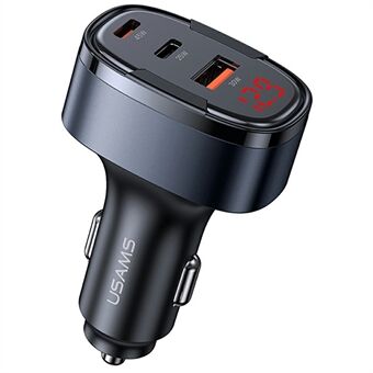 USAMS CC257 C42 100W Type-C + USB + iP Drie Poorten Aluminium Legering Snelle Autolader