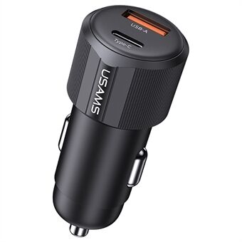 USAMS CC283 Autolader 60W Dual Poort USB-A + Type-C Snellader Sigarettenaansteker Adapter