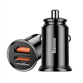 BASEUS Autolader Dual QC3.0 30W QC3.0/QC2.0/SCP/PE+/AFC - Zwart