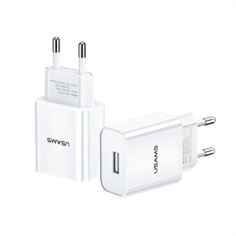 USAMS US-CC075 T18 5V 2.1A Enkele USB Reislader met EU-stekker voor Smartphones - Tijdsbesparende oplader