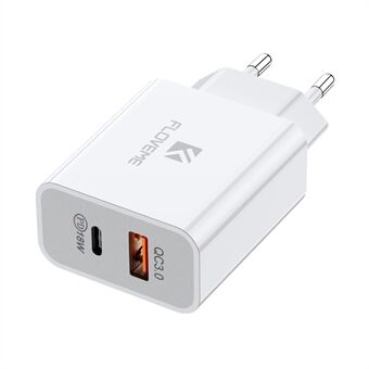 FLOVEME YXF200277 PD 18W + QC 3.0 Dual USB Mobile Phone Wall Travel Fast Charger - EU Plug