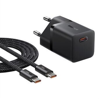 BASEUS GaN5 Snellader 25W Type-C Poort Wandlader EU Stekkeradapter (Mini), met Type-C naar Type-C Kabel