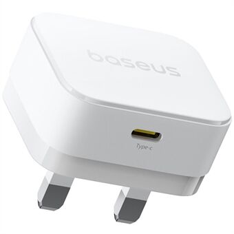 BASEUS Palm USB-C Enkel Poort 20W Snellader UK Stekker Wandoplaadadapter, Wit