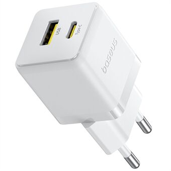 BASEUS Palm Snellader 30W Type-C+USB Dubbele Poort Draagbare Wandoplaadadapter, EU Plug