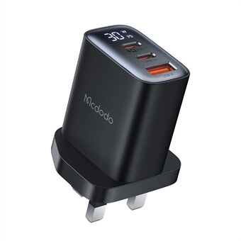 MCDODO CH-2170 30W 3-Poorts Digitale Display Snellader (Dubbele Type-C+USB-A), UK Stekker - Zwart