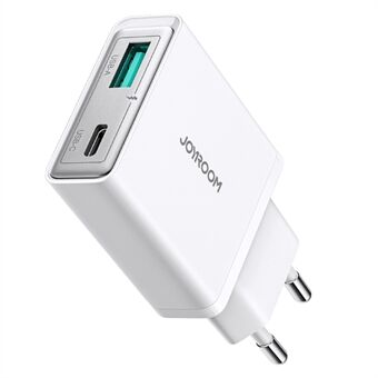 JOYROOM JR-TCF14 20W Snelle Oplader USB-C+USB-A Dual Port Adapter, EU Plug voor iPhone 16-15 Serie - Wit