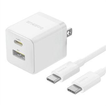 BASEUS Palm USB+Type-C Dual Port 20W Snellader US Stekker Wandlaadadapter met 60W Type-C Kabel