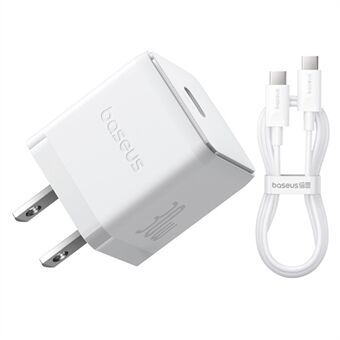 BASEUS Palm Snellader 30W Type-C Enkele Poort US Plug Muurlaadadapter met 60W Type-C Kabel