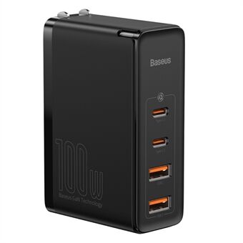 BASEUS GaN2 Pro 2 Type-C+2 USB Poorten Snellader 100W met Type-C Oplaadkabel (CN Standaard Stekker) - Zwart