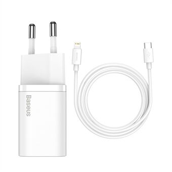 BASEUS Super Si Snellader Type-C 20W PD Snelladen EU Stekkeradapter (met 1m Type-C naar iP Kabel)