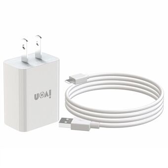 IVON AD-33 2.1A USB Charger Portable Travel Wall Adapter + 1m Type-C Data Cable