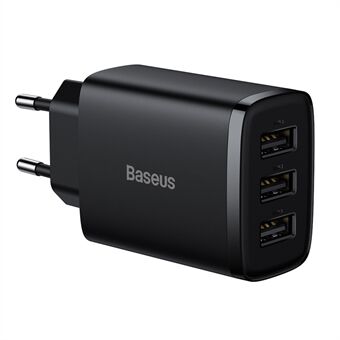 BASEUS Compacte Oplader met 3 USB-poorten Wandoplader 17W Voedingsadapter, EU-stekker