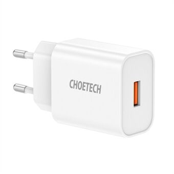 CHOETECH Q5003 18W USB-wandoplader met enkele poort QC3.0 Oplaadadapter voor telefoontablet