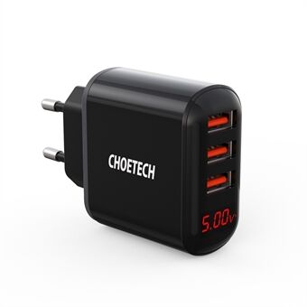 CHOETECH Q5009 5V-3.4A 3 USB-poorten Wandlader Digitale display Telefoon Oplaadadapter