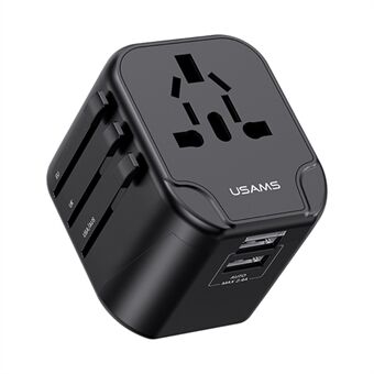 USAMS US-CC173 T55 12W dubbele USB Universal reislader US / AU / EU / UK stekkerconverter