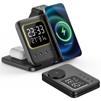 DH13 Klok Temperatuur Vochtigheid Display Magnetische Telefoon Oordopjes Horloge Draadloos Oplaadstation