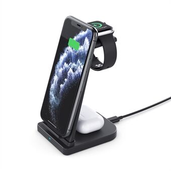 B-12 Universal bureaulader 3-in-1 15W draadloos opladen Opvouwbare Stand voor mobiele telefoon / koptelefoon / Smart