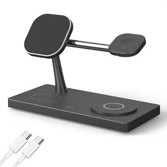 T218 Magnetisch draadloos oplaadstation met nachtlampje + USB-uitgang voor mobiele telefoon / koptelefoon / Smart