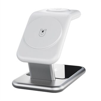 Y10 3-in-1 15W magnetische draadloze oplader, voor iPhone 12 / 13 / 14-serie / iWatch / AirPods Legering + pc Desktop- Stand