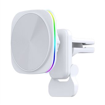 JJT-A92 Auto-luchtuitlaat Magnetische draadloze oplader 15W oplaadpad met RGB-licht