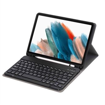 A08B Voor Samsung Galaxy Tab A8 10.5 (2021) SM-X205 / X200 Pen Slot Ontwerp PU Leer + TPU Tablet Stand Case met Bluetooth Toetsenbord