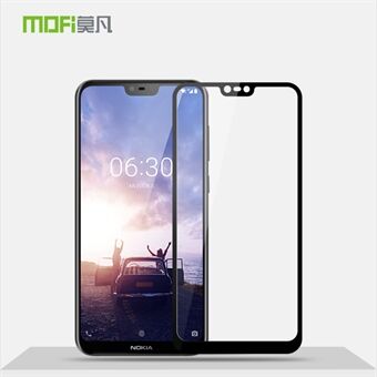 MOFI 9H 2.5D Arc Edge Screenprotector Volledig gehard glas voor Nokia 6.1 Plus / Nokia X6 - Zwart